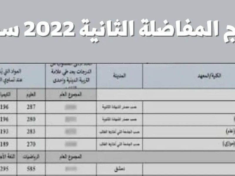 نتائج المفاضلة الثانية في سوريا 2022 pdf